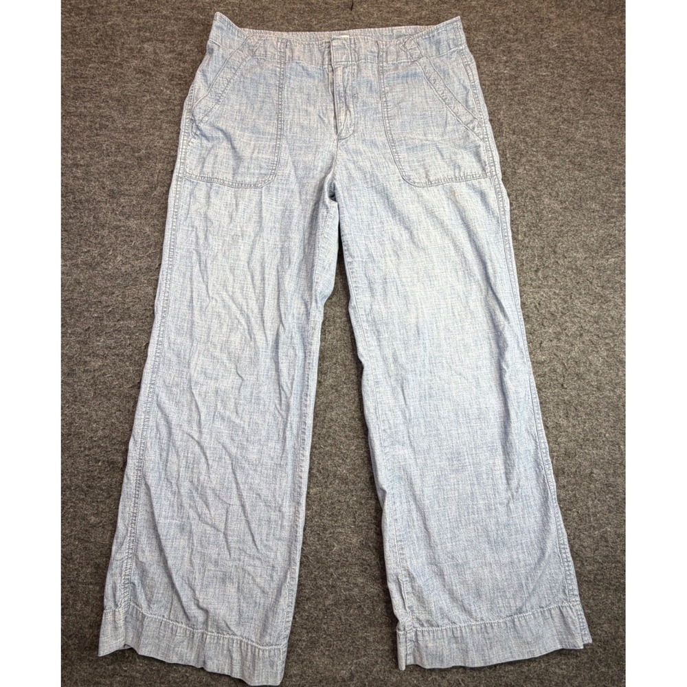 GAP Wide Leg Denim pant in Light Blue Stripe